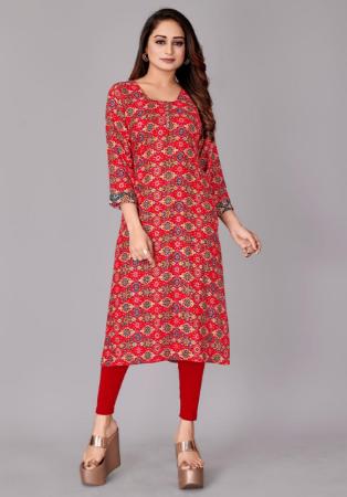 Picture of Gorgeous Rayon Red Kurtis & Tunic