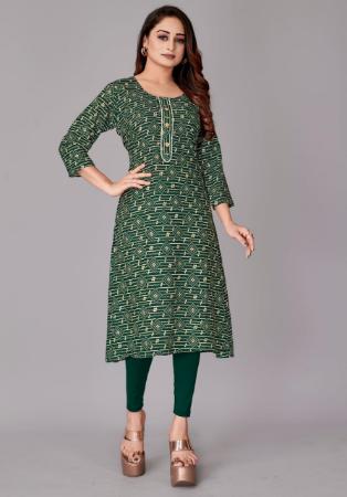 Picture of Charming Rayon Sage Green Kurtis & Tunic