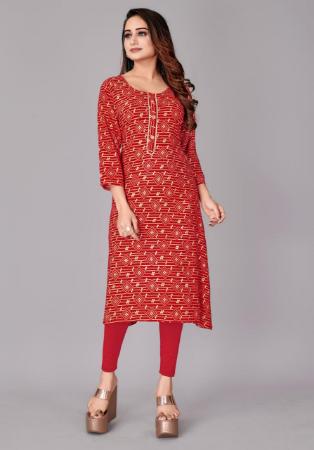 Picture of Excellent Rayon Red Kurtis & Tunic