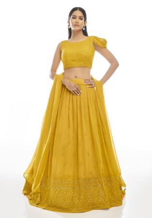 Picture of Bewitching Georgette Mustard Lehenga Choli