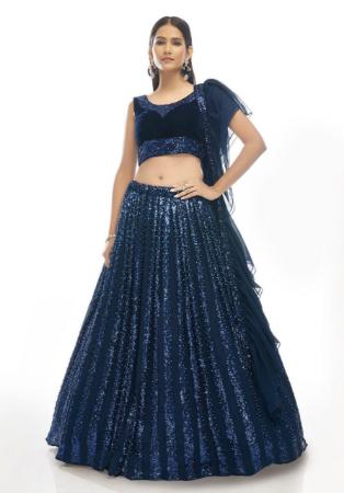 Picture of Elegant Georgette Navy Blue Lehenga Choli