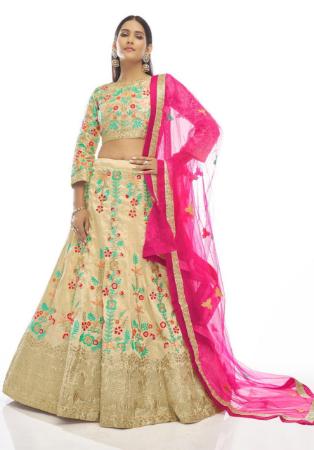 Picture of Wonderful Georgette Cream Lehenga Choli