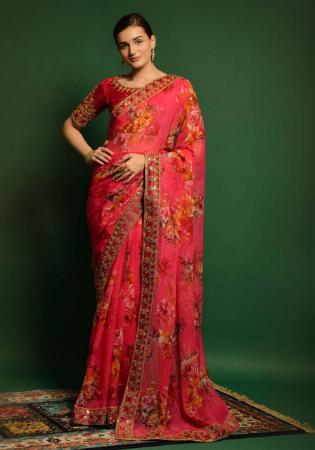 Picture of Splendid Georgette Orange Saree