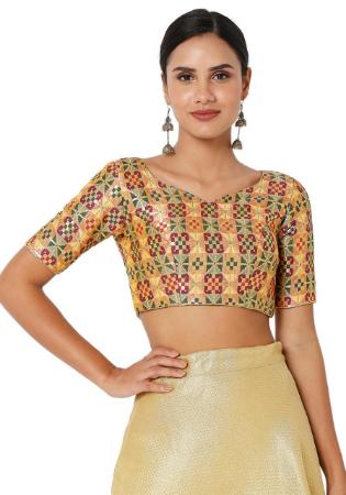 Picture of Lovely Silk Golden Designer Blouse