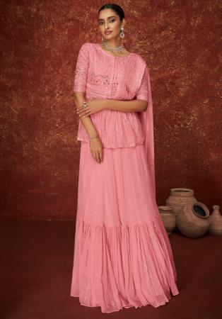 Picture of Splendid Georgette Pink Straight Cut Salwar Kameez