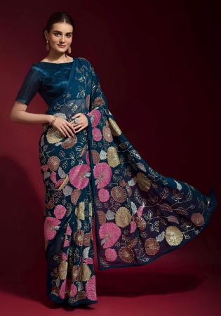 Picture of Splendid Silk Prussian Blue Saree