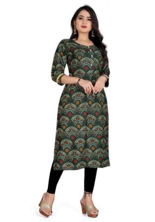 Picture of Nice Rayon Bottle Green Kurtis & Tunic