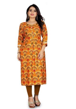 Picture of Fascinating Rayon Neon Lime Kurtis & Tunic