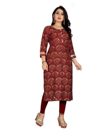 Picture of Pretty Rayon Red Kurtis & Tunic