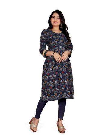 Picture of Radiant Rayon Prussian Blue Kurtis & Tunic