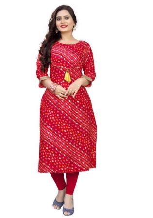 Picture of Statuesque Rayon Red Kurtis & Tunic