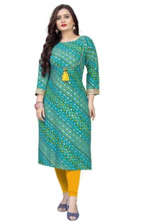 Picture of Pretty Rayon Teal Kurtis & Tunic