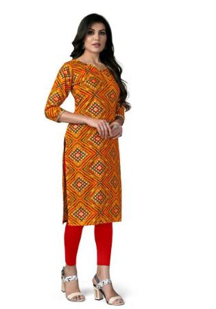 Picture of Wonderful Rayon Mustard Kurtis & Tunic