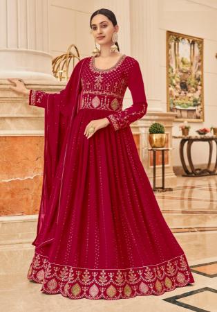 Picture of Gorgeous Georgette Rose Gold Anarkali Salwar Kameez