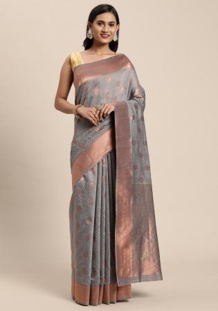 Picture of Enticing Silk Gunmetal Grey Saree