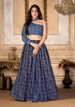 Picture of Good Looking Silk Dark Slate Blue Lehenga Choli