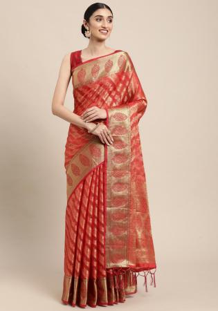 Picture of Marvelous Organza Dark Salmon Saree