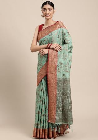 Picture of Magnificent Cotton Dark Sea Green Saree