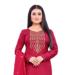 Picture of Ideal Silk Fire Brick Straight Cut Salwar Kameez