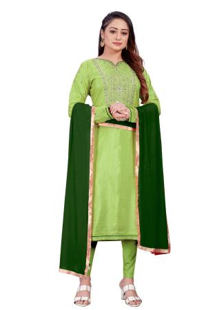 Picture of Magnificent Silk Dark Khaki Straight Cut Salwar Kameez