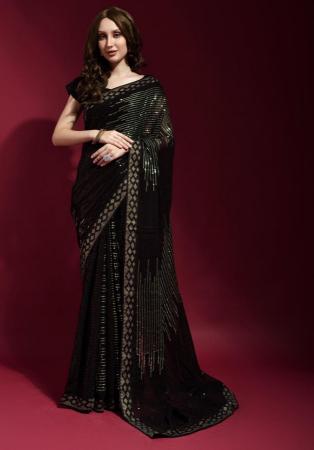 Picture of Superb Georgette Black Saree