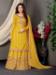 Picture of Chiffon Dark Golden Rod Straight Cut Salwar Kameez