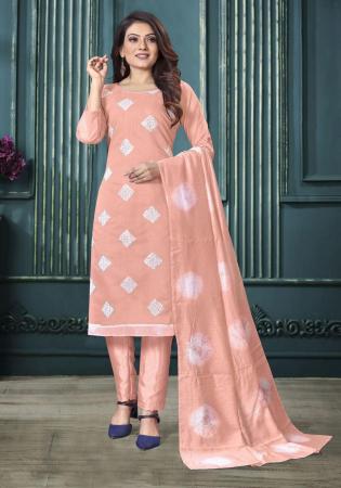 Picture of Sublime Silk Light Salmon Straight Cut Salwar Kameez