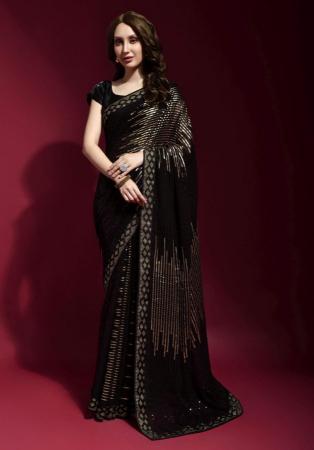 Picture of Resplendent Georgette Black Saree