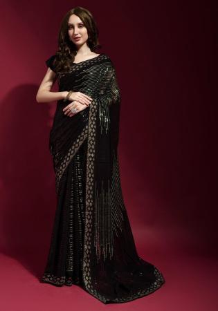 Picture of Sublime Georgette Black Saree