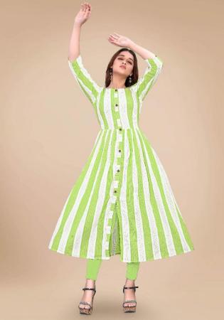 Picture of Lovely Cotton Pale Golden Rod Kurtis & Tunic