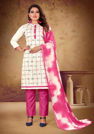 Picture of Ravishing Cotton Sea Shell Straight Cut Salwar Kameez