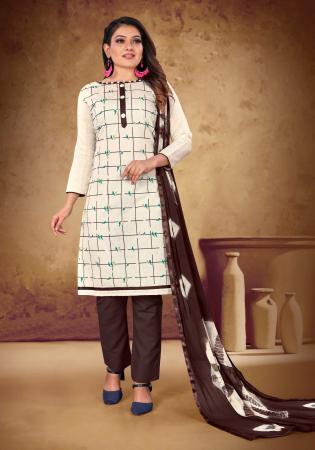 Picture of Superb Cotton Sea Shell Straight Cut Salwar Kameez