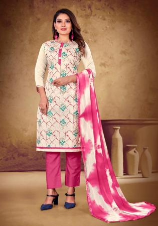 Picture of Magnificent Cotton Sea Shell Straight Cut Salwar Kameez