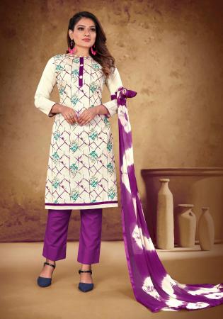 Picture of Cotton Ghost White Straight Cut Salwar Kameez