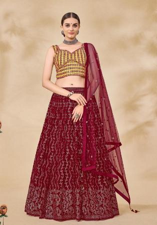 Picture of Ravishing Georgette Maroon Readymade Lehenga Choli