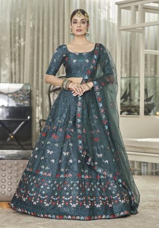 Picture of Sublime Silk Dark Slate Grey Lehenga Choli