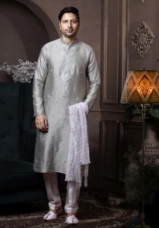 Picture of Bewitching Silk Light Slate Grey Kurtas