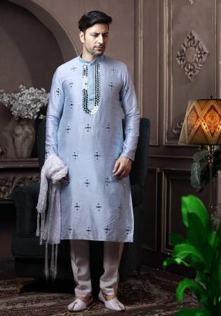 Picture of Exquisite Silk Light Steel Blue Kurtas