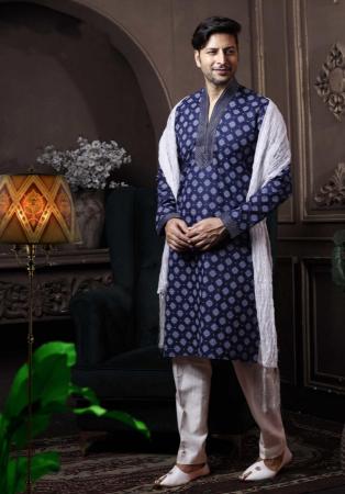 Picture of Grand Silk Dark Slate Blue Kurtas