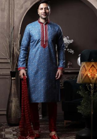 Picture of Charming Cotton Dark Slate Blue Kurtas