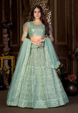 Picture of Admirable Net Dark Sea Green Lehenga Choli