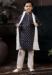 Picture of Stunning Cotton Navy Blue Kids Kurta Pyjama