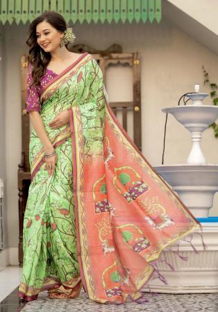 Picture of Statuesque Linen Dark Khaki Saree