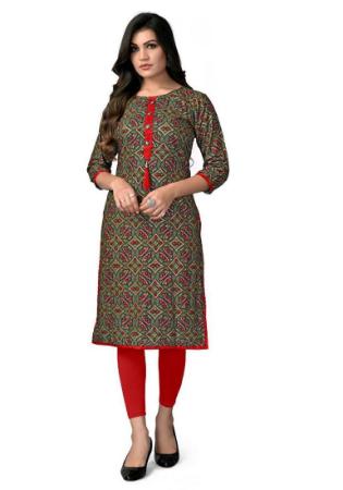 Picture of Fascinating Rayon Dark Olive Green Kurtis & Tunic