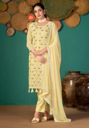 Picture of Georgette Burly Wood Straight Cut Salwar Kameez