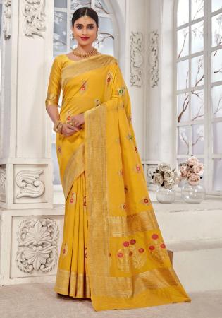 Picture of Sightly Silk Golden Rod Saree