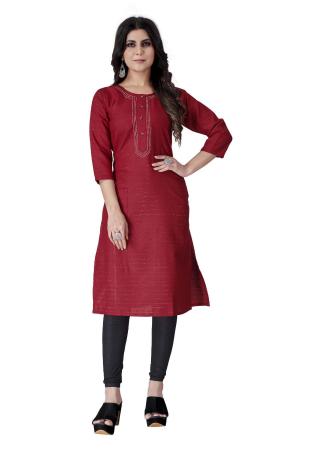 Picture of Well Formed Cotton Fire Brick Kurtis & Tunic