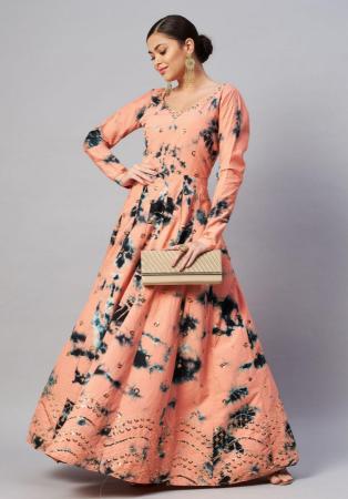 Picture of Ravishing Cotton Dark Salmon Party Wear Gown