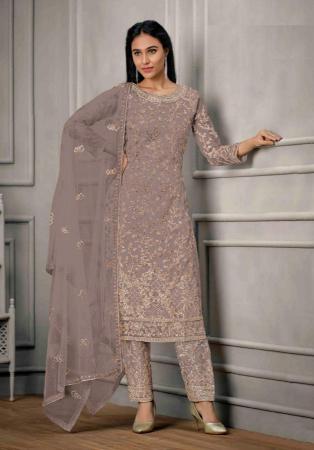 Picture of Statuesque Net Rosy Brown Anarkali Salwar Kameez