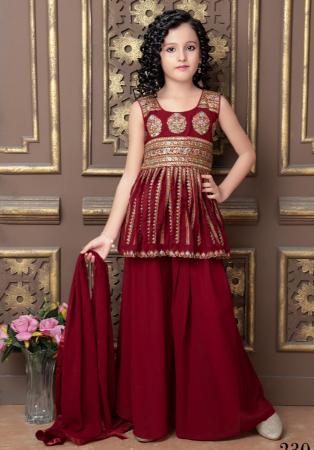 Picture of Fine Georgette Maroon Kids Salwar Kameez